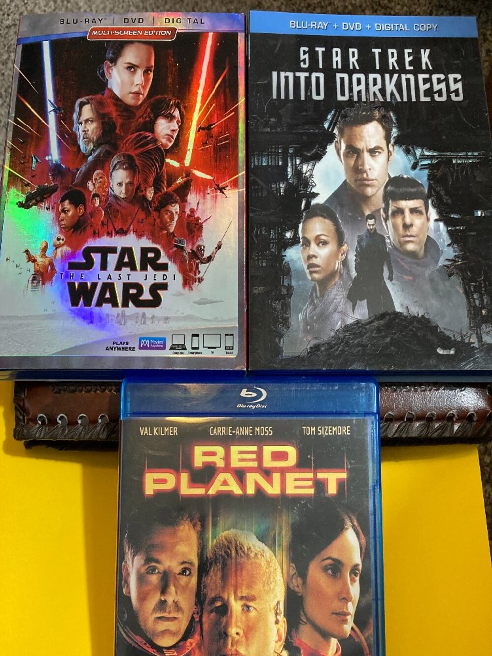 Star Trek into the darkness, Red Planet, Star Wars The last Jedi Blu-Ray